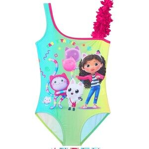 Gabby's Dollhouse Gabby Girls One Shoulder Swimsuit 7/8 Years Multicolor